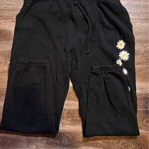 Women’s Black Joggers with Daisy Print